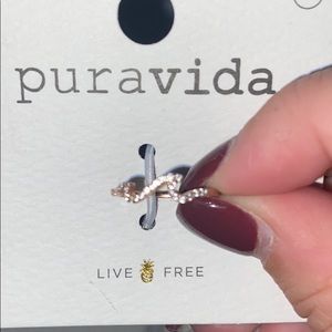 Pura Vida Pave Wave Ring